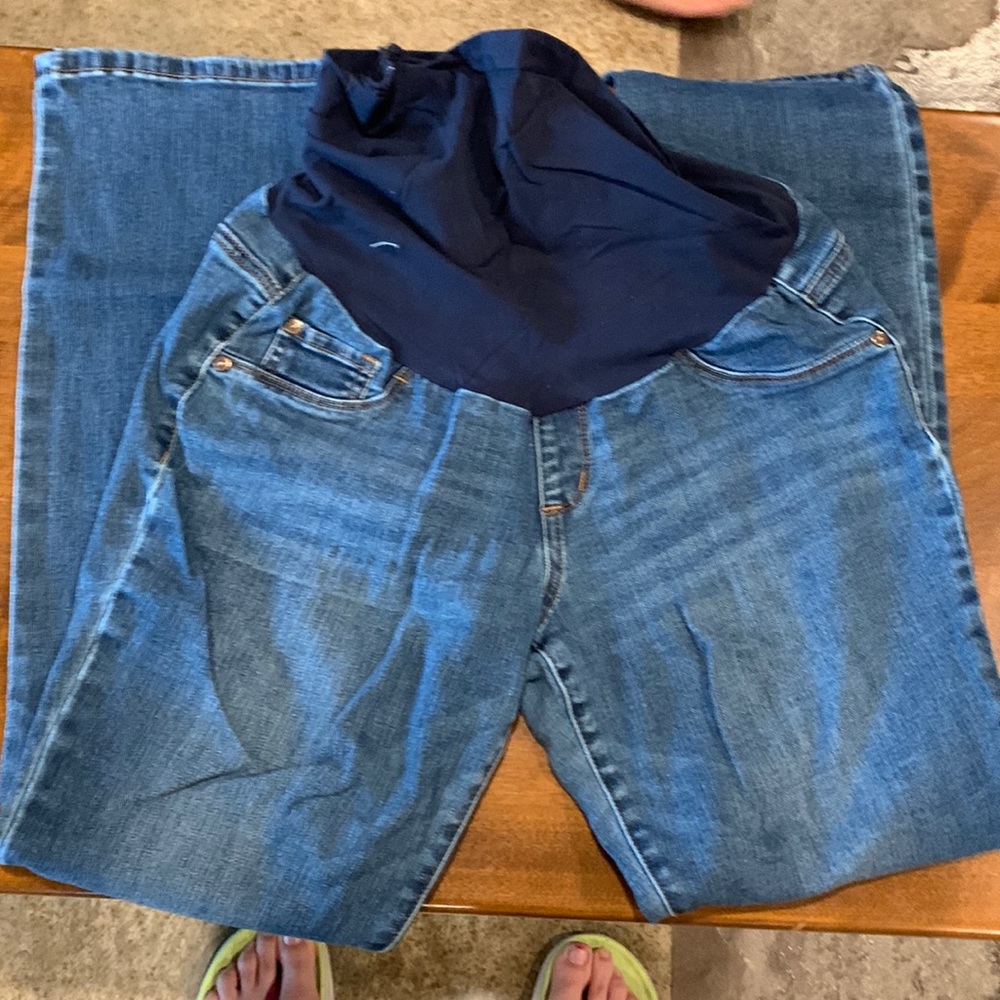 Blue denim maternity